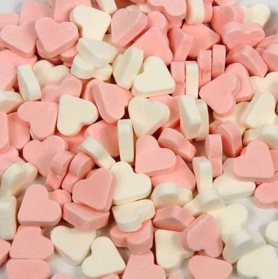 Mini Frukthjärtan Rosa & Vit 1kg