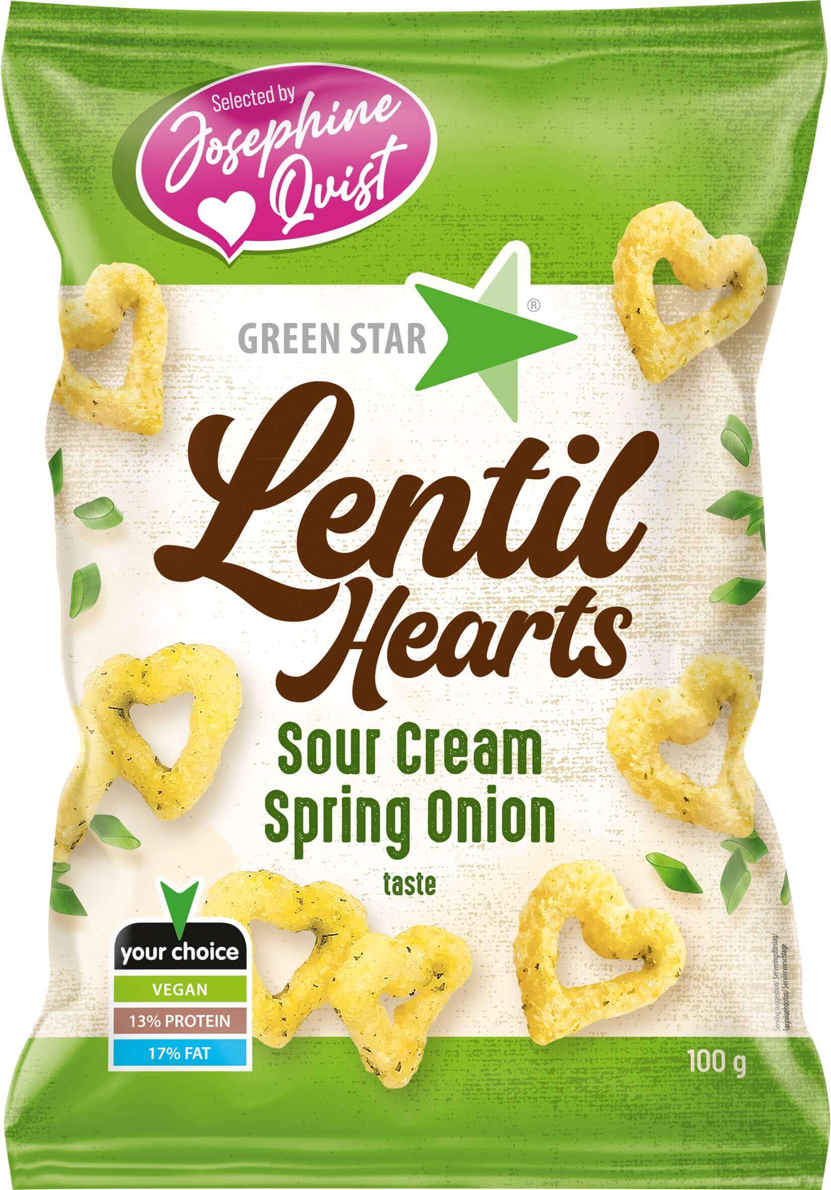 Green Star Lentil Hearts Sour Cream & Onion 100g(BF:2025-05-11)