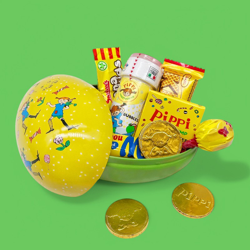 *SLUTSÅLD* Påskägg Pippi Långstrump med godis och såpbubblor